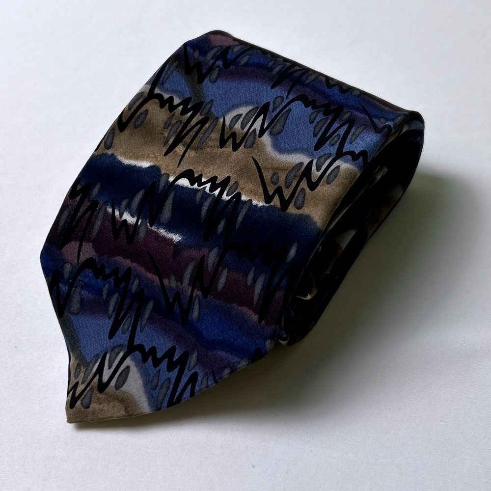 Grateful Dead Mens Synesthesia Second Set Silk Necktie 60in Blue Tan Deadhead